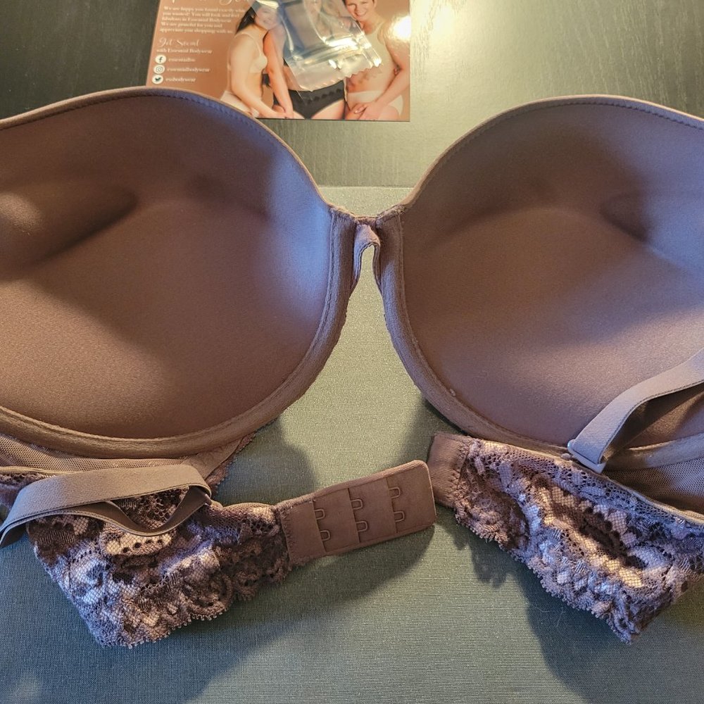 Lace-Trim Push-Up Bra in Mauve Taupe - Picture 2 of 8